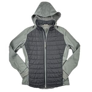 Magellan Outdoors Softshell Puffer Hybrid Hooded Jacket Gray Black Women’s XL
